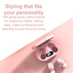 Acuvar Fully Wireless Bluetooth 5.0 Rechargeable iPX4 Water & Sweat Proof Earbud Headphones w Microphone, Touch Controls, Smart LCD Charging Case, 3D Stereo Bass and Noise Cancelling (Pink)
