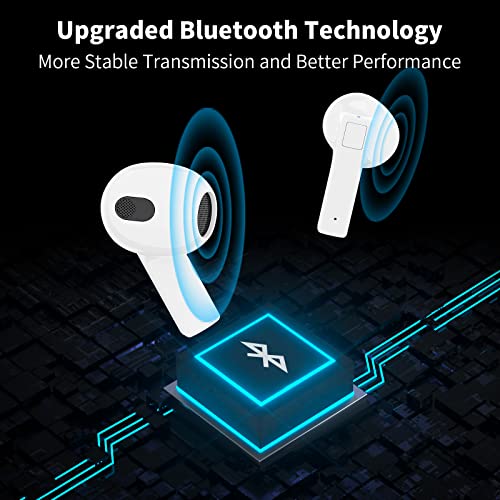 Jiunai Wireless Earbuds for iPhone 13 Pro Max, Bluetooth 5.0 Noise Canceling True Wireless Headphones with Charge Case TWS Stereo Earphone for iPhone 14 Pro iPad Samsung S23 A14 Pixel 7 Pro G Pure