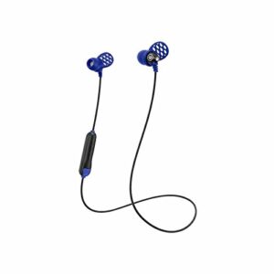 JLab Metal Bluetooth Wireless Rugged Earbuds | Titanium 8mm Drivers | 6 Hour Battery Life | Noise Isolation | Bluetooth 5.0 | IP55 Sweat Proof Rating Extra Gel Tips & Cush Fins (Black/Blue)