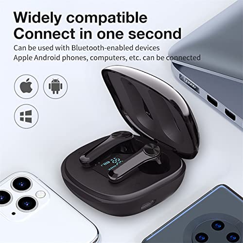 Wireless Earbuds, Bluetooth Headphone LED Display Charging Case Deep Bass Built-in Mic Waterproof Stereo in Ear Earphones for Sport Work