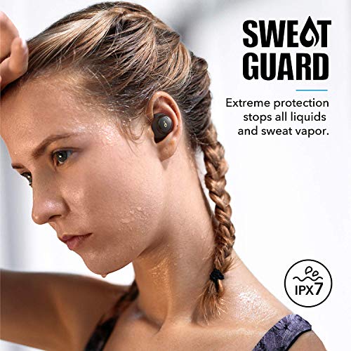 Soundcore by Anker Spirit Dot 2 True Wireless Earbuds, Deep Bass, IPX7 Waterproof, Sweatproof, 16H Playtime, Fast Charge, Comfortable AirWings, Bluetooth 5, Mini Sports Earphones (Renewed)