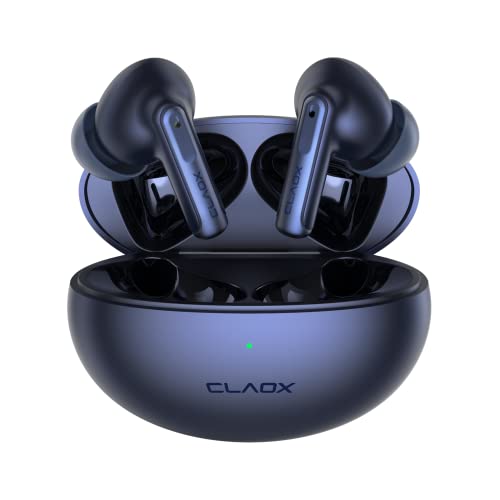 CLAOX Buds Active Noise Cancelling Earbuds, 5.3 Bluetooth Headphones, Wireless Earphones with Wireless Charging Case, Bluetooth Headset Built in Mic, Blue Earbuds for iPhone & Android