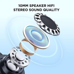 HTC 2023 True Wireless Earbuds 1 Bluetooth 5.1 Stereo Earphones, in Ear Headphone with Transparent Charging Case, 32-Hour Playtime/Built-in Microphone/Touch Control for Calling -Crystal Black