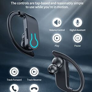 FBJJ Wireless Earbuds Bluetooth 5.3 Headphones, Over-Ear Sport Ear Buds with Earhooks 60H Playtime, Noise Cancelling Waterproof Wireless Workout Earphones with Dual LED Display, for Sports Exercise