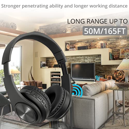 CarThree Wireless TV Headphones Folding Over Ear Headphones with 2.4GHz RF Transmitter Digital Optical/ 3.5mm Input, 200ft Range No Audio Delay, Ideal for TV Watching & Seniors