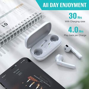 JXD True Wireless Earbuds Bluetooth Headphones with Charging Case for iPhone Android, Waterproof TWS Stereo Earphones with Touch Contro,Built-in Mic and USB-C Charging,30H Playtime