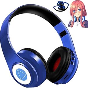 YTYC Nakano Miku Bluetooth Headphones, Miku Headphones,The Quintessential Quintuplets Manga Cartoon Cosplay Props,Folding Hi-Fi Stereo Miku Nakano Headphones with Build-in Microphone (Blue)