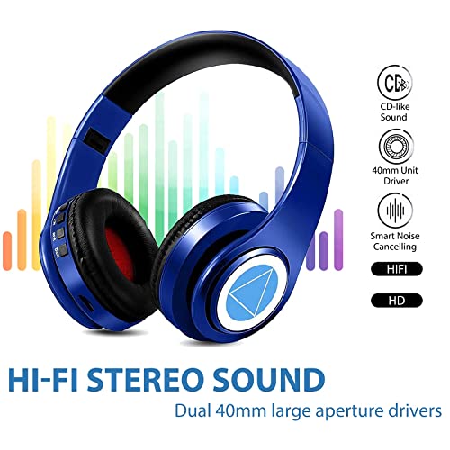 YTYC Nakano Miku Bluetooth Headphones, Miku Headphones,The Quintessential Quintuplets Manga Cartoon Cosplay Props,Folding Hi-Fi Stereo Miku Nakano Headphones with Build-in Microphone (Blue)