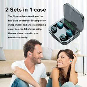 MYCIEMDIX Wireless Earbuds Bluetooth TWS 3500mAh Charging Box IPX7 Waterproof Stereo 240H Playtime Touch Control Headphones in Ear with Mic LED Power Display Earphones for Android iPhone (2 Sets)