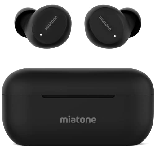 MIATONE Austin - Bluetooth 5.1 Wireless Earbuds with Rubber Oil Type-C Charging Case 94dB Hearing Protection Earphones with Mics CVC8.0 Clear Call 40H Headphones for Kids Men Women Gift - Matte Black