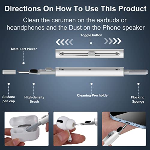 AirPods iPhone Cleaner Kits Combo Set, Multi-Funcation Earbuds Phone Cleaning Set, Airbuds Phone Cleaning Putty, Cleaning Tools for Phone Speaker Earbuds/Airpods Pro 1st 2nd 3rd(Combo Set Kits)