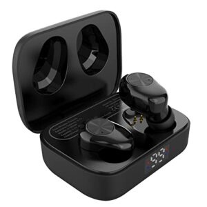 szsago bluetooth-wireless-earbuds w1s true wireless earphones with digital led display charging case, ipx7 waterproof, usb c charging, stereo headphones in-ear headset,built-in mic(black)