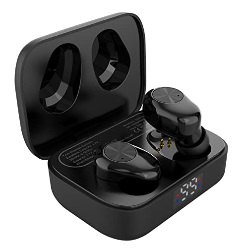 SZSAGO Bluetooth-Wireless-Earbuds W1S True Wireless Earphones with Digital LED Display Charging Case, IPX7 Waterproof, USB C Charging, Stereo Headphones in-Ear Headset,Built-in Mic(Black)