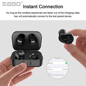 SZSAGO Bluetooth-Wireless-Earbuds W1S True Wireless Earphones with Digital LED Display Charging Case, IPX7 Waterproof, USB C Charging, Stereo Headphones in-Ear Headset,Built-in Mic(Black)