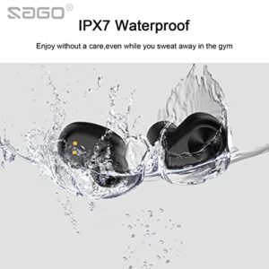 SZSAGO Bluetooth-Wireless-Earbuds W1S True Wireless Earphones with Digital LED Display Charging Case, IPX7 Waterproof, USB C Charging, Stereo Headphones in-Ear Headset,Built-in Mic(Black)