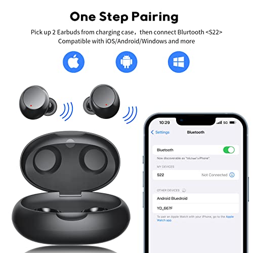 SUPFINE Wireless Earbuds, Bluetooth 5.3 Ear Buds with Charging Case,True Wireless in-Ear Touch Control Earbuds Immersive Sound Premium Deep Bass Earphones for Android&iPhone,Black