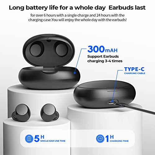 SUPFINE Wireless Earbuds, Bluetooth 5.3 Ear Buds with Charging Case,True Wireless in-Ear Touch Control Earbuds Immersive Sound Premium Deep Bass Earphones for Android&iPhone,Black