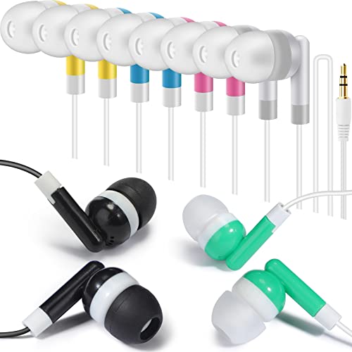 Flutesan 120 Pack Bulk Earbuds in Ear Kids Bulk Earbuds Headphones Assorted Colors Earbuds Wire Earphones Wholesale for Schools, Classroom, Libraries, Students, Individually Bagged