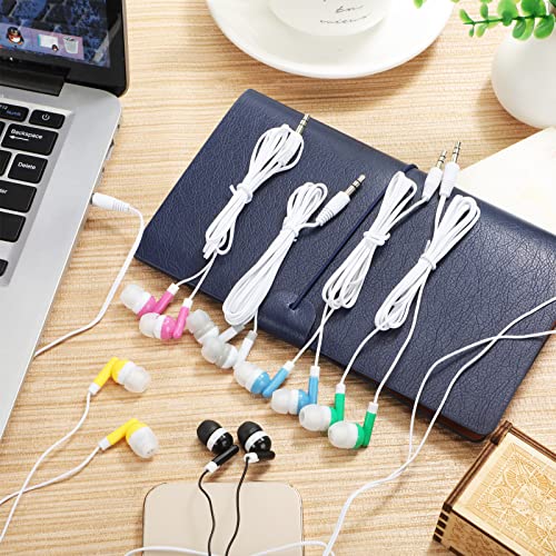 Flutesan 120 Pack Bulk Earbuds in Ear Kids Bulk Earbuds Headphones Assorted Colors Earbuds Wire Earphones Wholesale for Schools, Classroom, Libraries, Students, Individually Bagged