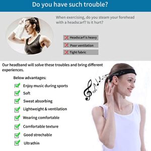 Wireless Sports Headband Headphones Sweatproof-Sleep Eye Mask Headband Headsets Gyms Music Earphones with HD Speaker for Men & Women