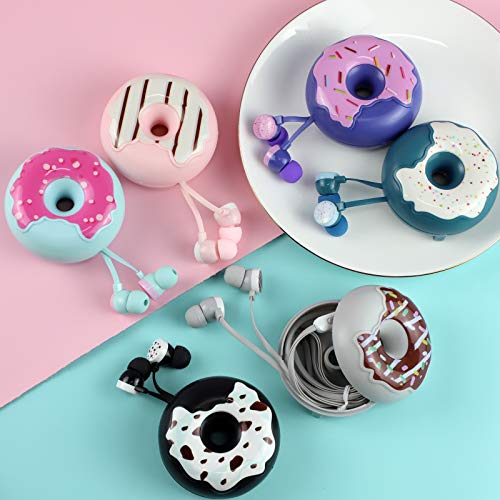 QearFun Donut Earbuds for Kids, Cute Earbud & in-Ear Headphones Wired Gift for School Girls and Boys with Microphone and Lovely Earphones Storage Case