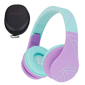 powerlocus bluetooth headphones for kids, wireless foldable headphones over ear, headphone with microphone, 85db volume limit, wireless and wired headset with micro sd, fm for cellphones, tablets, pc