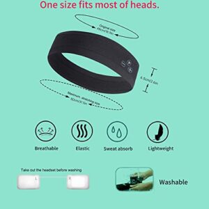 Wireless Sport Headband Headsets - Cozy Sweat Bands Music Headphones Sleep Earphones with Mic & Stereo HD Speakers for Workout, Sleeping, Yoga, Running, Gift