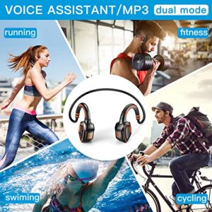 AOSMAN Swimming Headphones Underwater Waterproof Bone Conduction Bluetooth Headphones -Bluetooth 5.1 IP68 Waterproof with MP3 Play 16G Memory,Open Ear Wireless Sports Ultralight Headset (Orange)