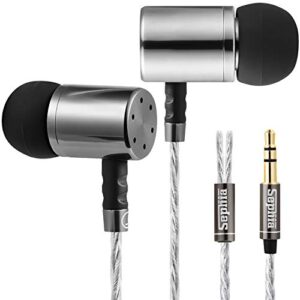 sephia sp2040 earbuds in ear headphones wired earphones with tangle free cord case hd bass noise isolating ear buds 3.5 mm plug