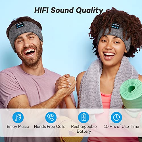 Sleep Headphones Wireless, Wireless Earbuds Sports Headband Noise Cancelling Eye Mask with Ultra-Thin Stereo Speakers & Ear Cup & Adjustable Strap