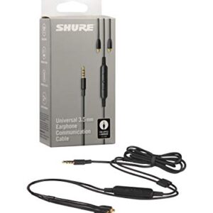 Shure RMCE-UNI Remote Mic Universal Communication Cable for Detachable SE Earbuds Earphones - 3.5mm Connector, 50-inches Long - Calls, Voice Prompts, Volume/Playback Control on Apple & Android Devices