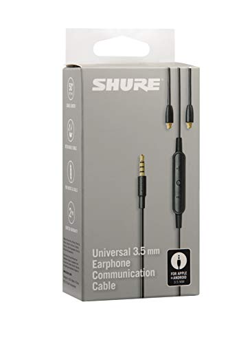 Shure RMCE-UNI Remote Mic Universal Communication Cable for Detachable SE Earbuds Earphones - 3.5mm Connector, 50-inches Long - Calls, Voice Prompts, Volume/Playback Control on Apple & Android Devices