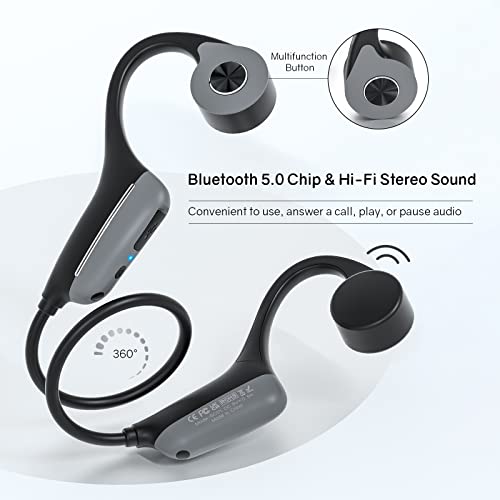 ELIBOM Bone Conduction Headphones, Waterproof Open-Ear Headphones, 9+Hours Music & Call, Wireless Bluetooth Earphones with mic, 25g Sports Headset, Arm Bag Included