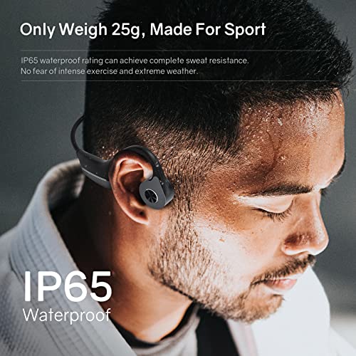 ELIBOM Bone Conduction Headphones, Waterproof Open-Ear Headphones, 9+Hours Music & Call, Wireless Bluetooth Earphones with mic, 25g Sports Headset, Arm Bag Included