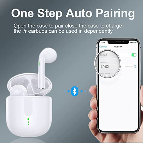 Wireless Earbuds，Bluetooth 5.3 Noise Cancelling Earbuds，Bluetooth Headphones 3D HiFi Stereo Bass， IPX7 Waterproof Sports Touch Control with USB-C Fast Charge Mini Charging Case for Android iOS