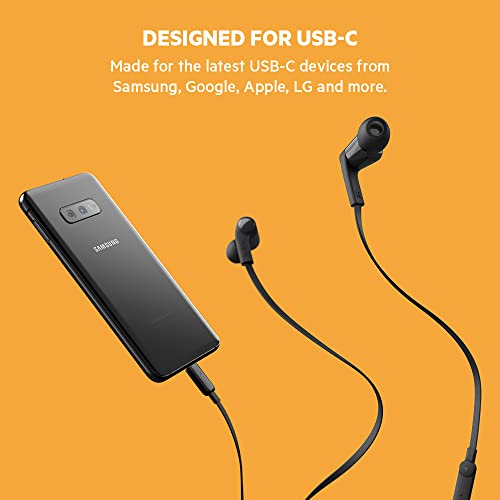 Belkin SoundForm Headphones - Wired In-Ear Earphones With Microphone - Wired Earbuds For iPad Mini, Galaxy, Huawei, & More With USB-C Connector (USB-C Headphones) (Black)