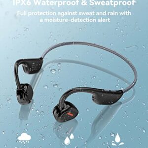 Open Ear Headphones, QODISA Wireless Air Conduction Headphones with Mic, Sport Headphones Bluetooth 5.3 IPX6 Waterproof Music Call-answering Lightweight for Running Workout Hiking Driving Cycling