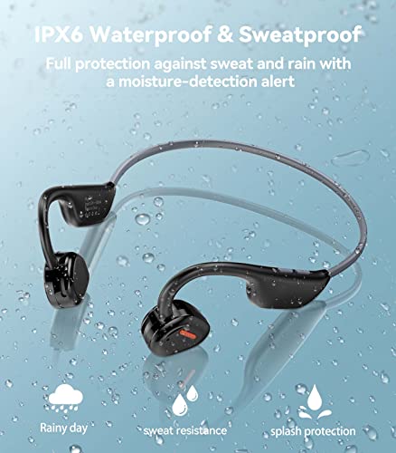 Open Ear Headphones, QODISA Wireless Air Conduction Headphones with Mic, Sport Headphones Bluetooth 5.3 IPX6 Waterproof Music Call-answering Lightweight for Running Workout Hiking Driving Cycling