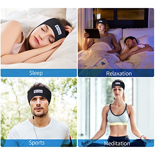 MMUSS Sleep Headphones Stereo Headband with Ultra Thin Speakers.Perfect for Side Sleeper,Sports,Air Travel,Meditation and Relaxation (Black3)