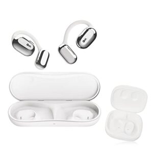 oladance open ear headphones bluetooth 5.2 wireless earbuds for android & iphone, open ear earbuds with dual 16.5mm dynamic drivers, up to 94 hours playtime waterproof sport earbuds -space silver