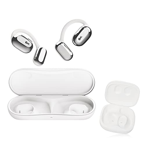 Oladance Open Ear Headphones Bluetooth 5.2 Wireless Earbuds for Android & iPhone, Open Ear Earbuds with Dual 16.5mm Dynamic Drivers, Up to 94 Hours Playtime Waterproof Sport Earbuds -Space Silver