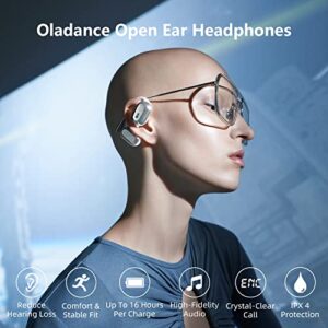 Oladance Open Ear Headphones Bluetooth 5.2 Wireless Earbuds for Android & iPhone, Open Ear Earbuds with Dual 16.5mm Dynamic Drivers, Up to 94 Hours Playtime Waterproof Sport Earbuds -Space Silver