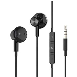 wired earbuds noise isolating in-ear headphones earphones with mic volume control 3.5mm plug for sports workout compatible with cell phones android samsung galaxy moto tablets laptops computer (black)