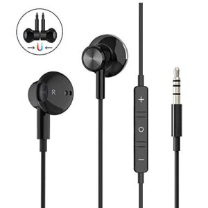 Wired Earbuds Noise Isolating In-Ear Headphones Earphones with Mic Volume Control 3.5mm Plug for Sports Workout Compatible with Cell Phones Android Samsung Galaxy Moto Tablets Laptops Computer (Black)