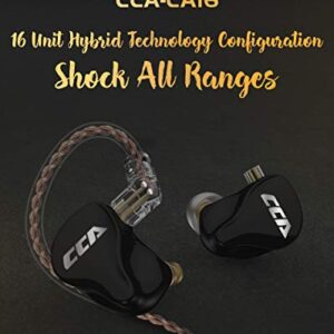 CCA CA16 in Ear Monitor Headphones HiFi 16 Units Balanced IEM High Clarity Sport Earbuds Noise Cancelling Audiophile Bass Earphone for Musicians Singer