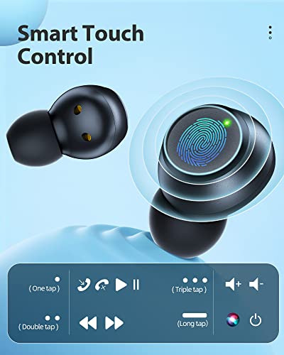 True Wireless Earbuds Headphones with Digital Power Display IPX7 Waterproof Ear Buds in-Ear Earphones for Android Gaming PC Computer Laptop TV Music Sport