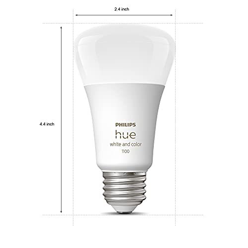 Philips Hue White and Color Ambiance A19 Medium Lumen Smart Bulb, 1100 Lumens, Bluetooth & Zigbee Compatible (Hue Hub Optional), Works with Alexa & Google Assistant, 2 Bulbs