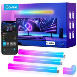 govee glide rgbic led wall lights, smart rgbic wall sconces for gaming tv bedroom streaming, work with alexa and google assistant, strip lights with music sync, multicolor glides, 6 pcs and 1 corner