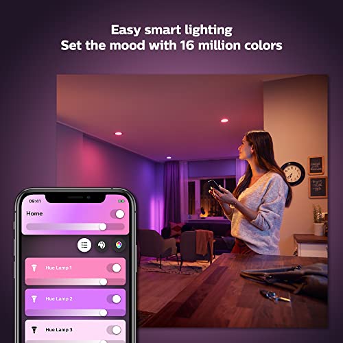 Philips Hue White and Color Ambiance Extra Bright Dimmable Recessed LED Smart 6" Downlight for Retrofit Cans Compatible with Amazon Alexa Apple HomeKit and Google Assistant - 4 Pack (578674), Plastic