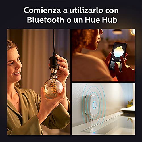 Philips Hue White Ambiance Dimmable Smart Filament G25, Warm-White to Cool-White LED Vintage Edison Globe Bulb, Bluetooth & Hub Compatible (Hue Hub Optional), Voice Activated with Alexa